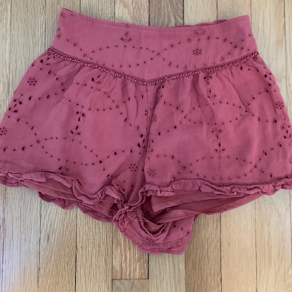 Burnt orange/pink flowy shorts